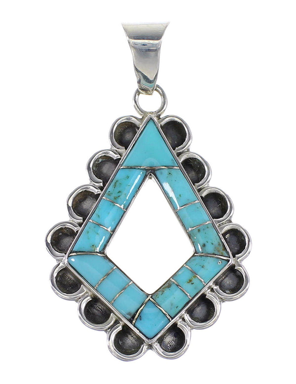Turquoise Genuine Sterling Silver Southwestern Jewelry Pendant AX96481